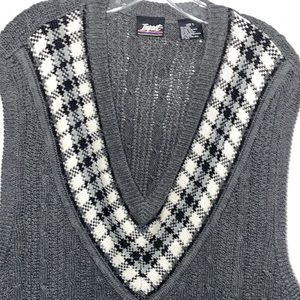 Vintage V neck gray color unisex 90s British royal school uniform sweater vest